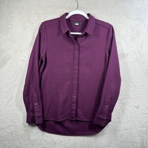 Kate Spade Saturday Wool Blend Button Front Shirt Women's Size S Burgundy